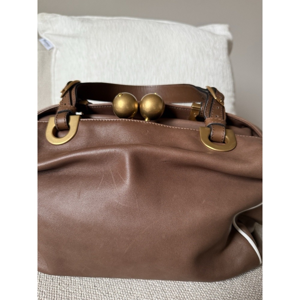 Marni Leather Kisslock bag Purse Brown Leather Vintage Rare Y2K Shoulder Luxury - Picture 3 of 12